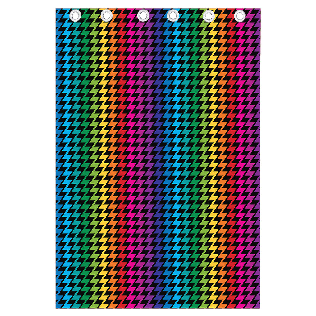 Rainbow Gay Pride Zigzag Pattern Print Curtain