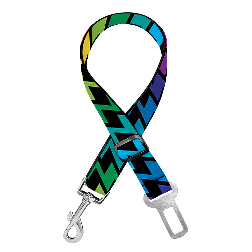 Rainbow Gay Pride Zigzag Pattern Print Dog Seat Belt