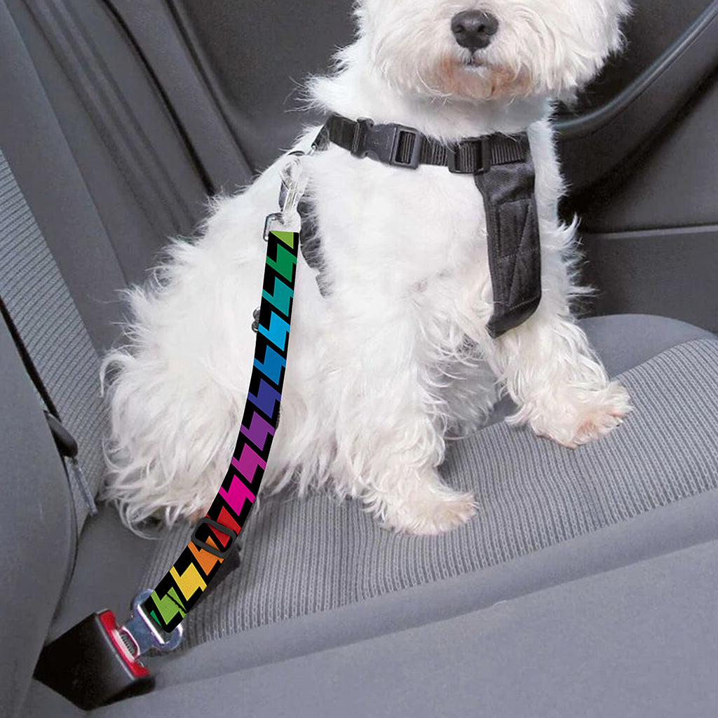 Rainbow Gay Pride Zigzag Pattern Print Dog Seat Belt