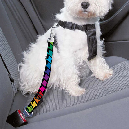 Rainbow Gay Pride Zigzag Pattern Print Dog Seat Belt