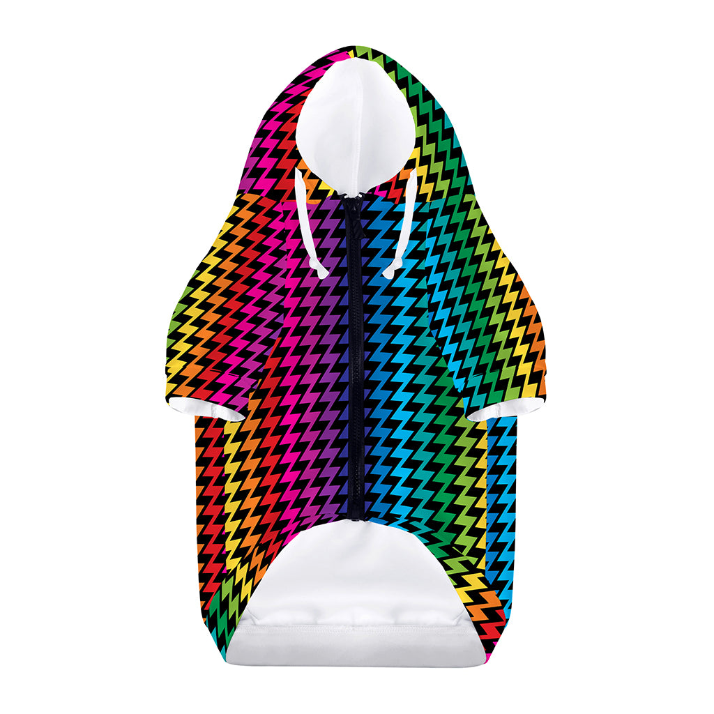 Rainbow Gay Pride Zigzag Pattern Print Dog Zip Up Hoodie