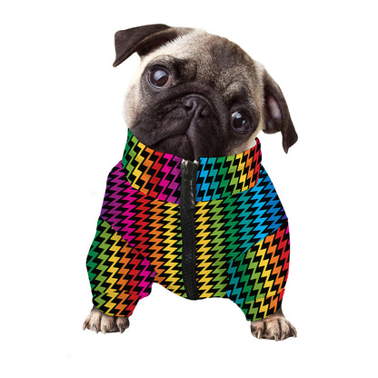 Rainbow Gay Pride Zigzag Pattern Print Dog Zip Up Jacket