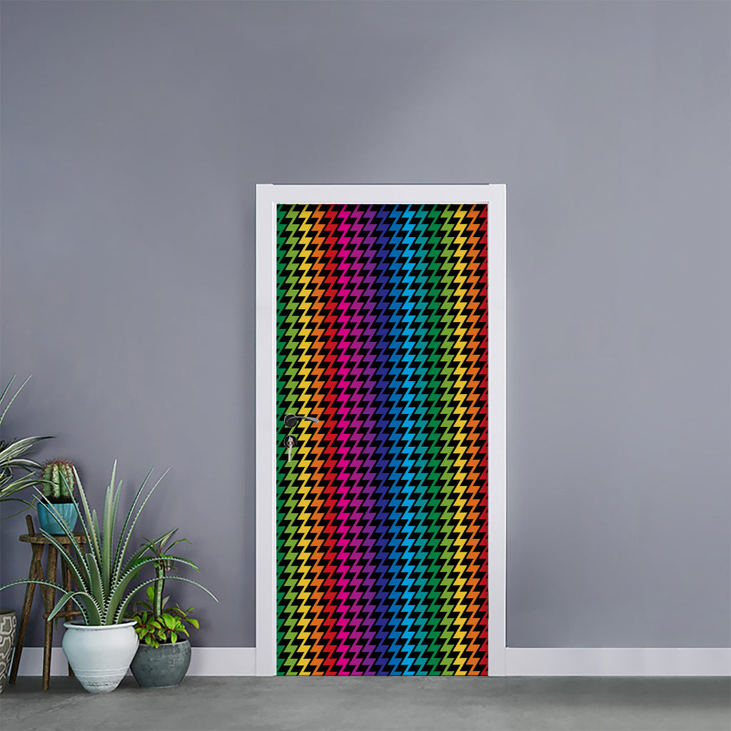 Rainbow Gay Pride Zigzag Pattern Print Door Sticker