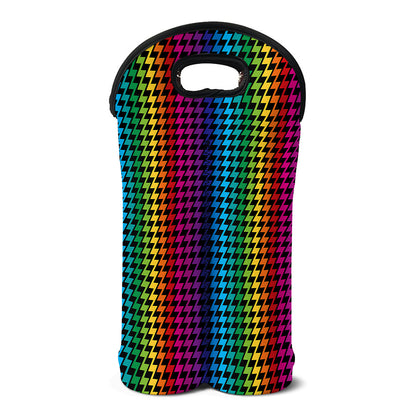 Rainbow Gay Pride Zigzag Pattern Print Double Neoprene Wine Tote