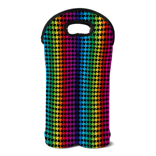 Rainbow Gay Pride Zigzag Pattern Print Double Neoprene Wine Tote