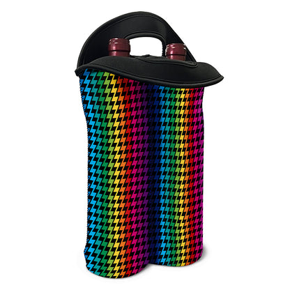 Rainbow Gay Pride Zigzag Pattern Print Double Neoprene Wine Tote
