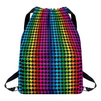 Rainbow Gay Pride Zigzag Pattern Print Drawstring Backpack