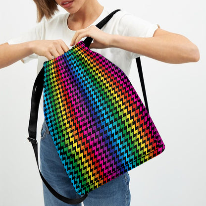 Rainbow Gay Pride Zigzag Pattern Print Drawstring Backpack