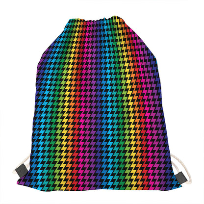 Rainbow Gay Pride Zigzag Pattern Print Drawstring Bag