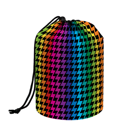 Rainbow Gay Pride Zigzag Pattern Print Drawstring Makeup Bag