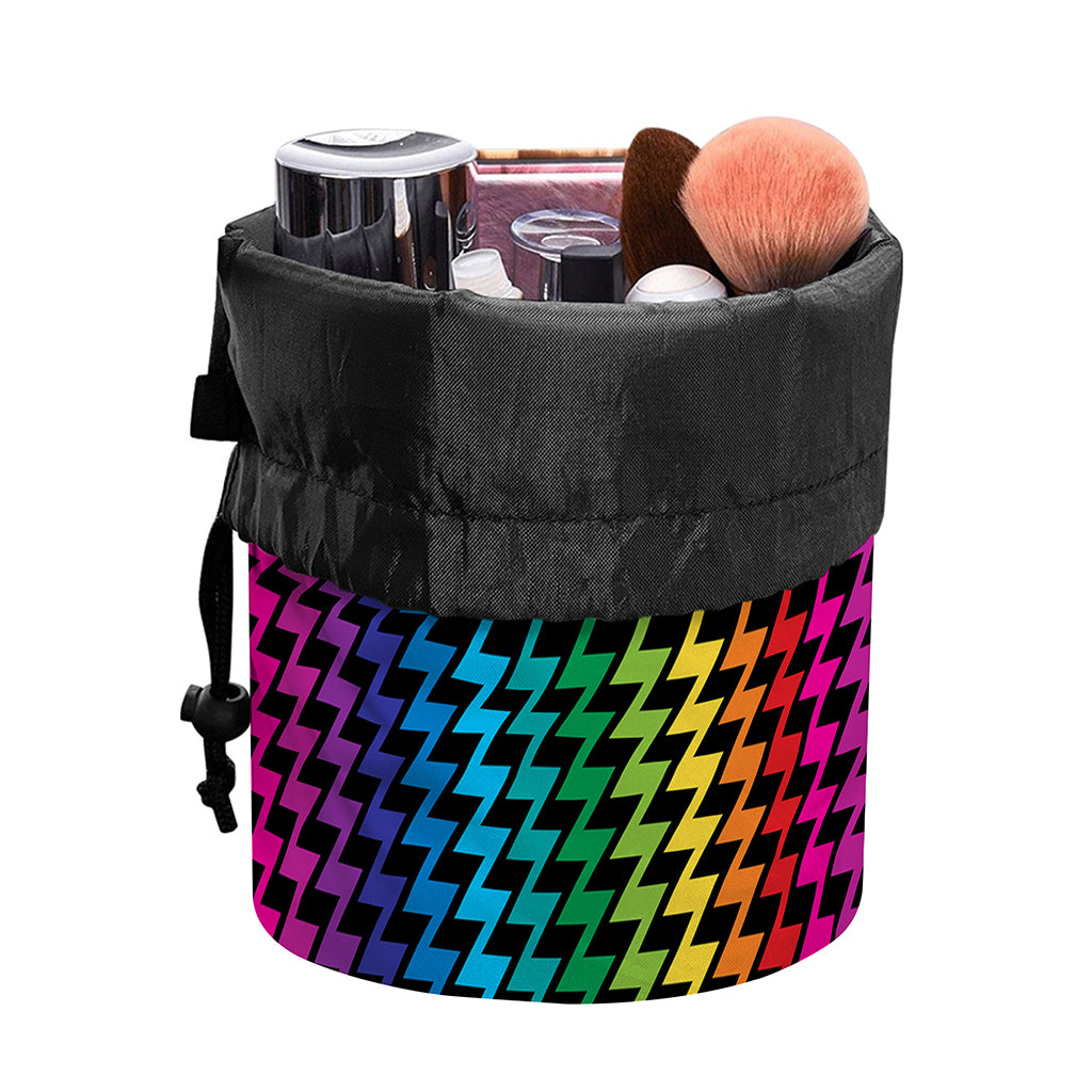 Rainbow Gay Pride Zigzag Pattern Print Drawstring Makeup Bag