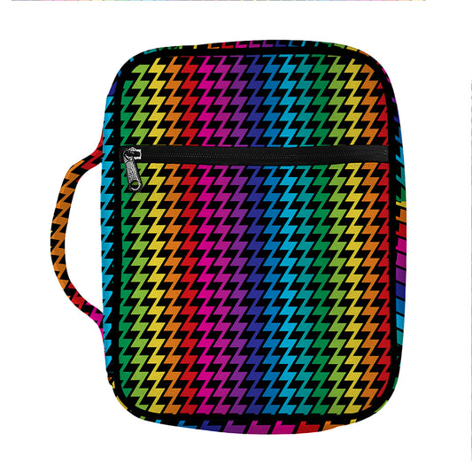 Rainbow Gay Pride Zigzag Pattern Print Front Pocket Bible Bag