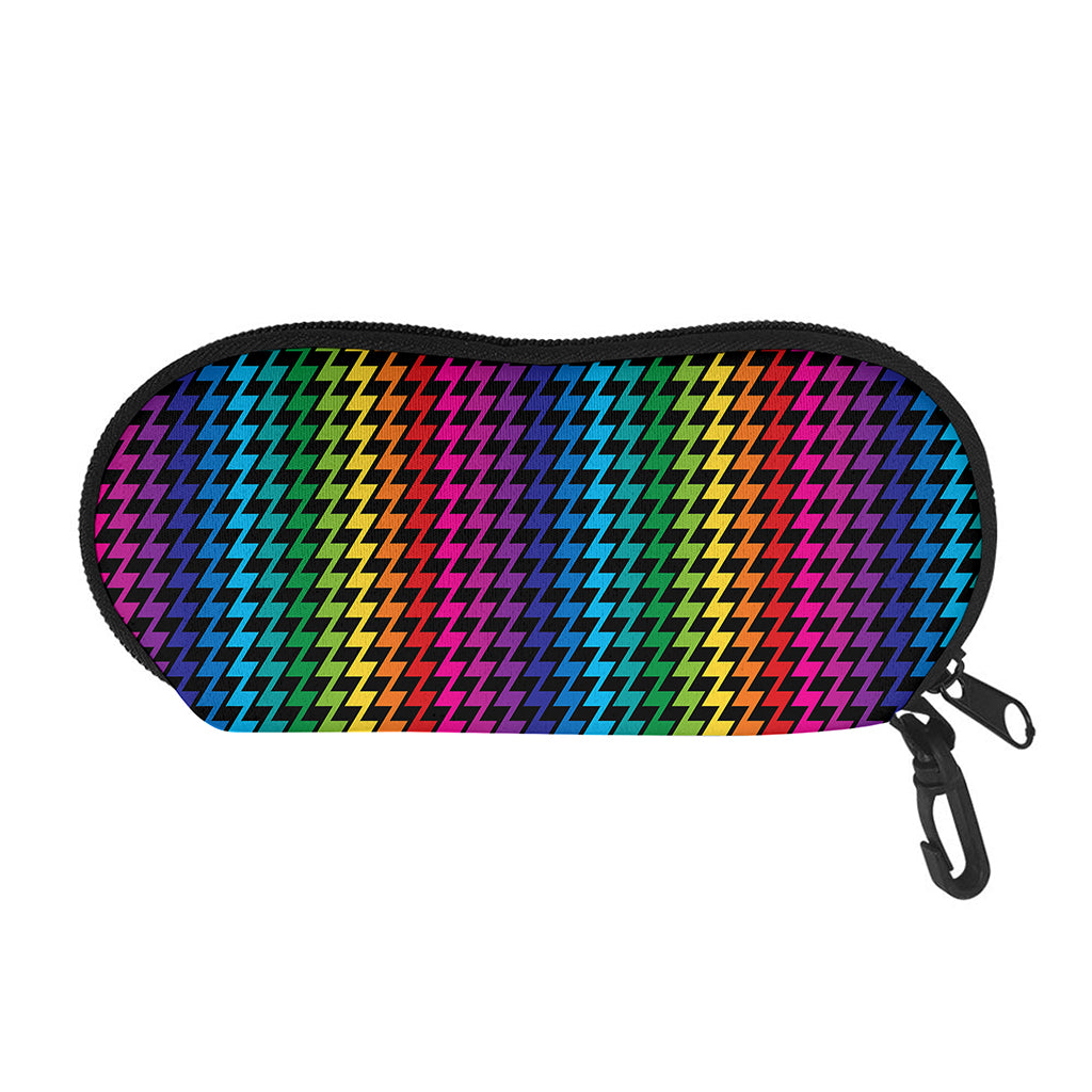 Rainbow Gay Pride Zigzag Pattern Print Glasses Case