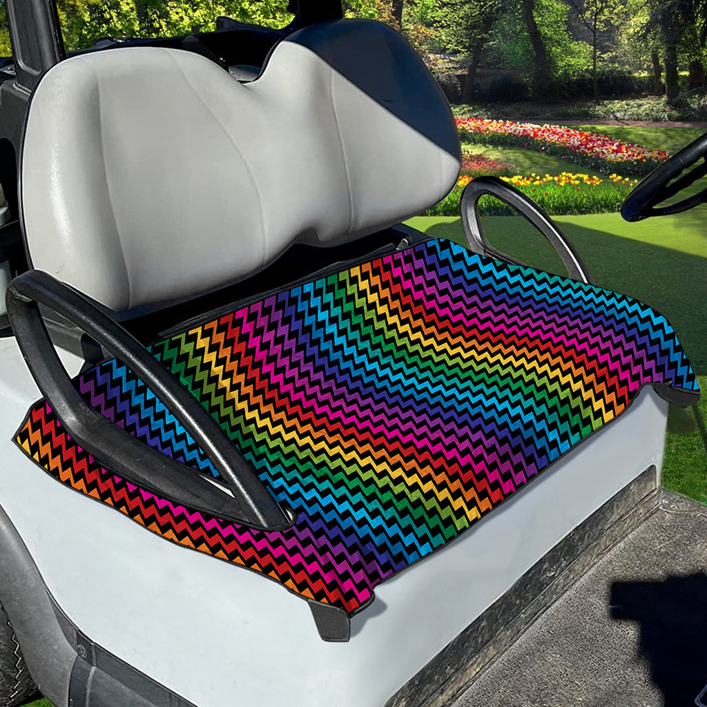 Rainbow Gay Pride Zigzag Pattern Print Golf Cart Seat Cover