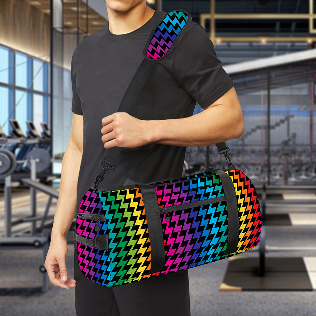 Rainbow Gay Pride Zigzag Pattern Print Gym Bag