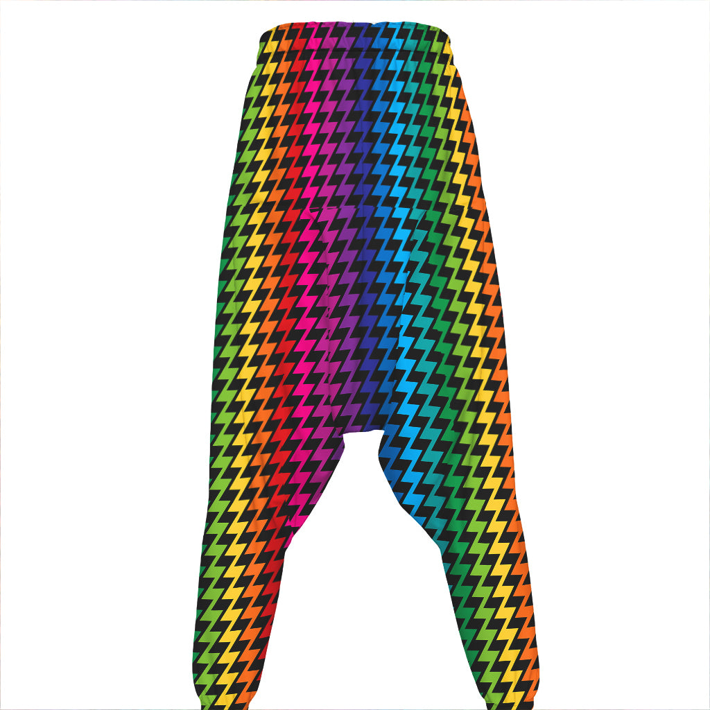 Rainbow Gay Pride Zigzag Pattern Print Hammer Pants