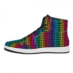 Rainbow Gay Pride Zigzag Pattern Print High Top Leather Sneakers