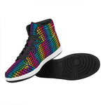 Rainbow Gay Pride Zigzag Pattern Print High Top Leather Sneakers