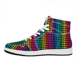 Rainbow Gay Pride Zigzag Pattern Print High Top Leather Sneakers