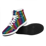 Rainbow Gay Pride Zigzag Pattern Print High Top Leather Sneakers