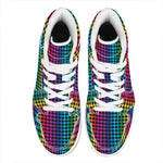 Rainbow Gay Pride Zigzag Pattern Print High Top Leather Sneakers