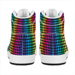 Rainbow Gay Pride Zigzag Pattern Print High Top Leather Sneakers