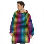Rainbow Gay Pride Zigzag Pattern Print Hoodie Blanket
