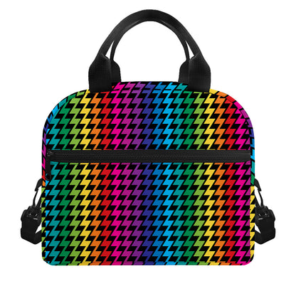 Rainbow Gay Pride Zigzag Pattern Print Insulated Lunch Bag