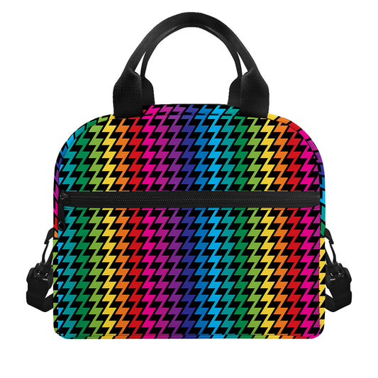 Rainbow Gay Pride Zigzag Pattern Print Insulated Lunch Bag