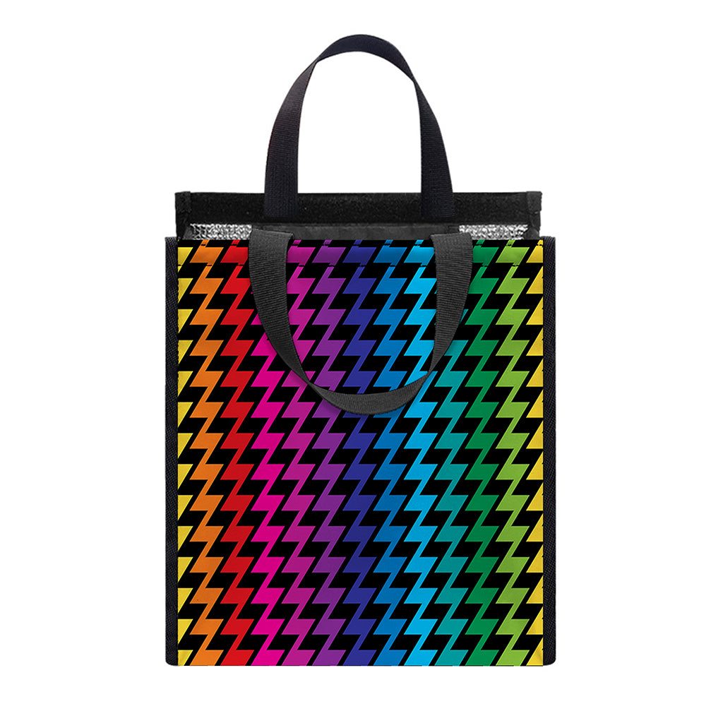 Rainbow Gay Pride Zigzag Pattern Print Insulated Lunch Tote