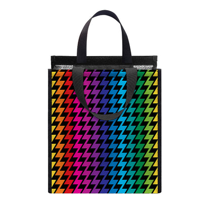 Rainbow Gay Pride Zigzag Pattern Print Insulated Lunch Tote
