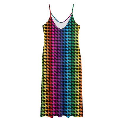 Rainbow Gay Pride Zigzag Pattern Print Jersey Midi Cami Dress