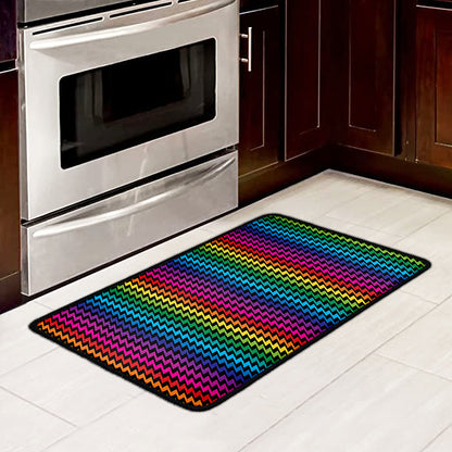 Rainbow Gay Pride Zigzag Pattern Print Kitchen Mat