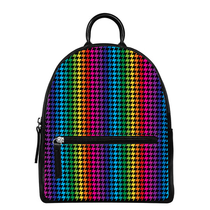 Rainbow Gay Pride Zigzag Pattern Print Leather Backpack