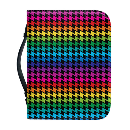 Rainbow Gay Pride Zigzag Pattern Print Leather Bible Cover