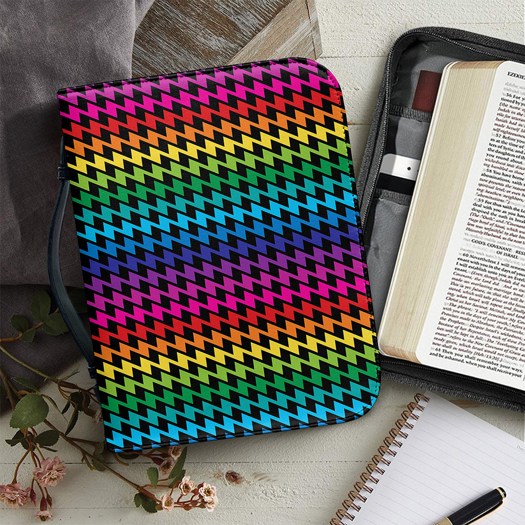 Rainbow Gay Pride Zigzag Pattern Print Leather Bible Cover