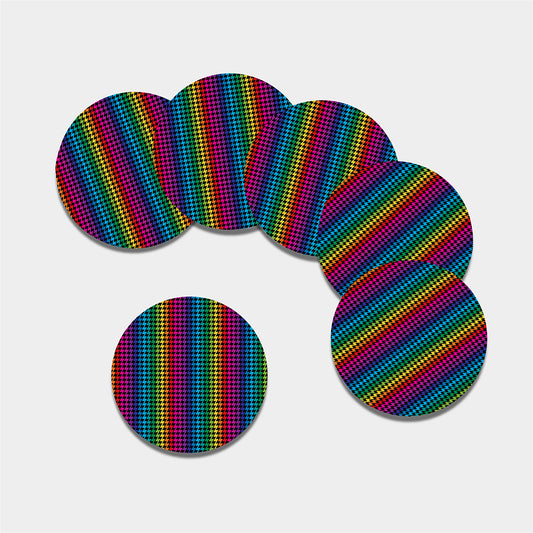 Rainbow Gay Pride Zigzag Pattern Print Leather Coaster Set