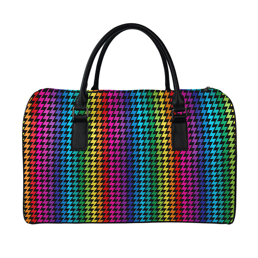 Rainbow Gay Pride Zigzag Pattern Print Leather Duffle Bag