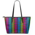 Rainbow Gay Pride Zigzag Pattern Print Leather Tote Bag With Zipper