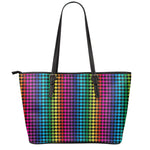 Rainbow Gay Pride Zigzag Pattern Print Leather Tote Bag