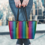 Rainbow Gay Pride Zigzag Pattern Print Leather Tote Bag