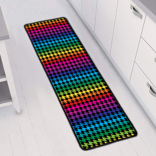 Rainbow Gay Pride Zigzag Pattern Print Long Kitchen Mat