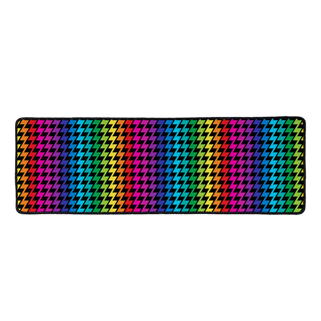 Rainbow Gay Pride Zigzag Pattern Print Long Kitchen Mat