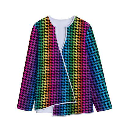 Rainbow Gay Pride Zigzag Pattern Print Long Sleeve Short Coat