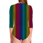 Rainbow Gay Pride Zigzag Pattern Print Long Sleeve Swimsuit