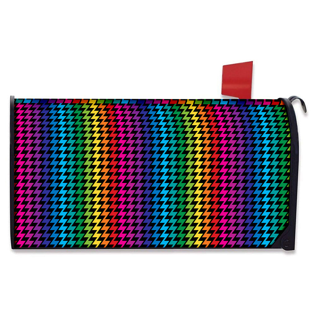 Rainbow Gay Pride Zigzag Pattern Print Mailbox Cover