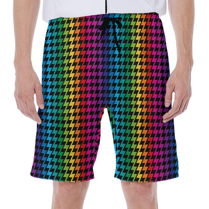 Rainbow Gay Pride Zigzag Pattern Print Men's Beach Shorts