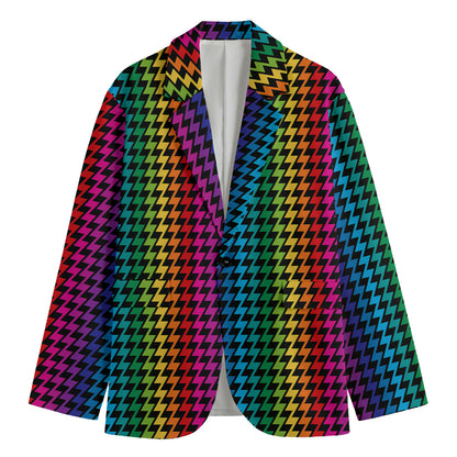 Rainbow Gay Pride Zigzag Pattern Print Men's Blazer
