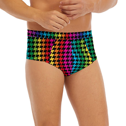 Rainbow Gay Pride Zigzag Pattern Print Men's Briefs