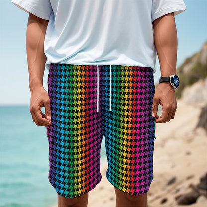 Rainbow Gay Pride Zigzag Pattern Print Men's Cargo Shorts